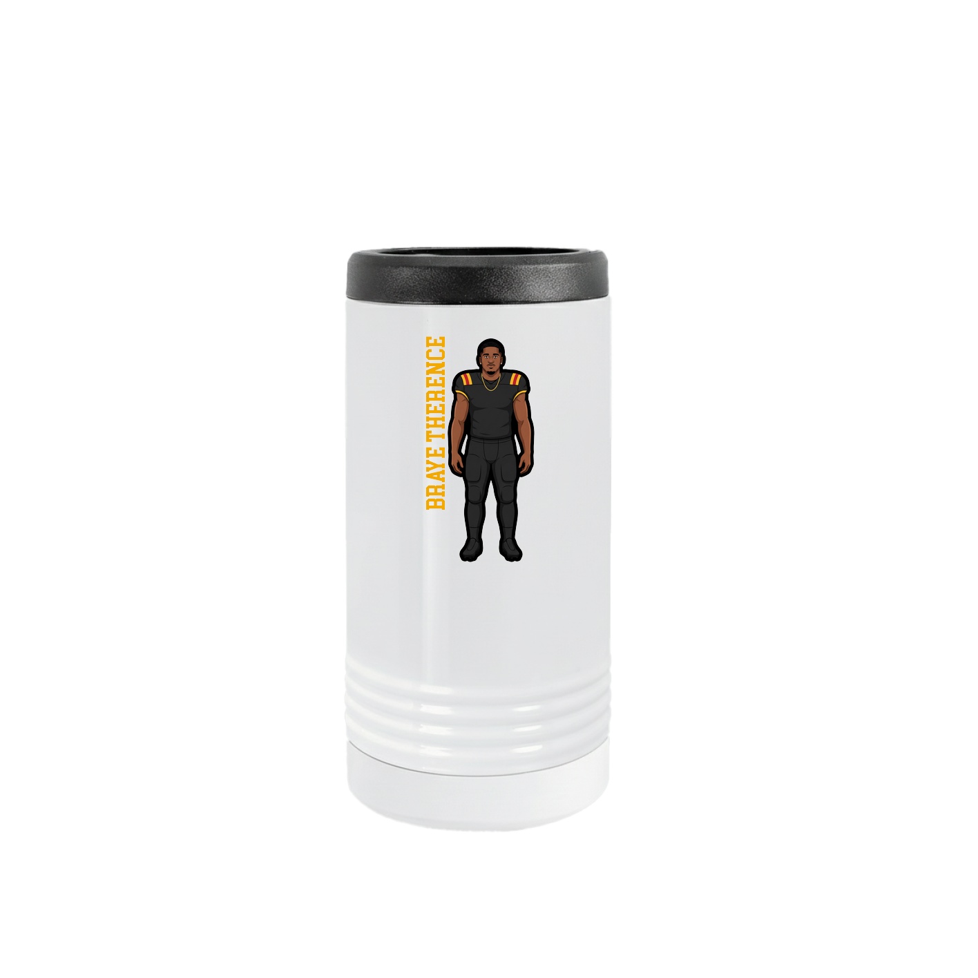 Slim Beverage Holder — Name Vertical in White