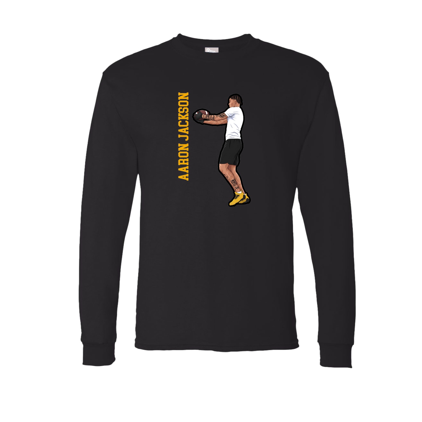 Long Sleeve Tee — Name Vertical in Black