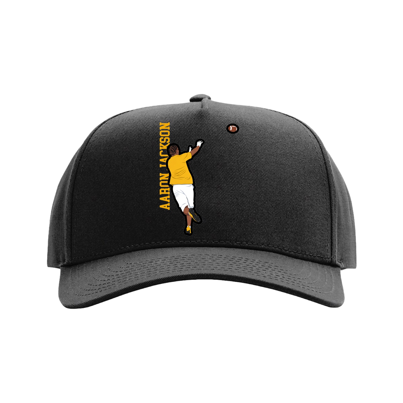 Full Fabric Five-Panel Champ Cap — Name Vertical in Black