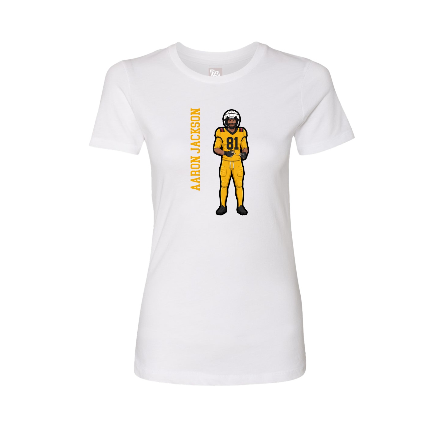 Womens Tee — Name Vertical in White