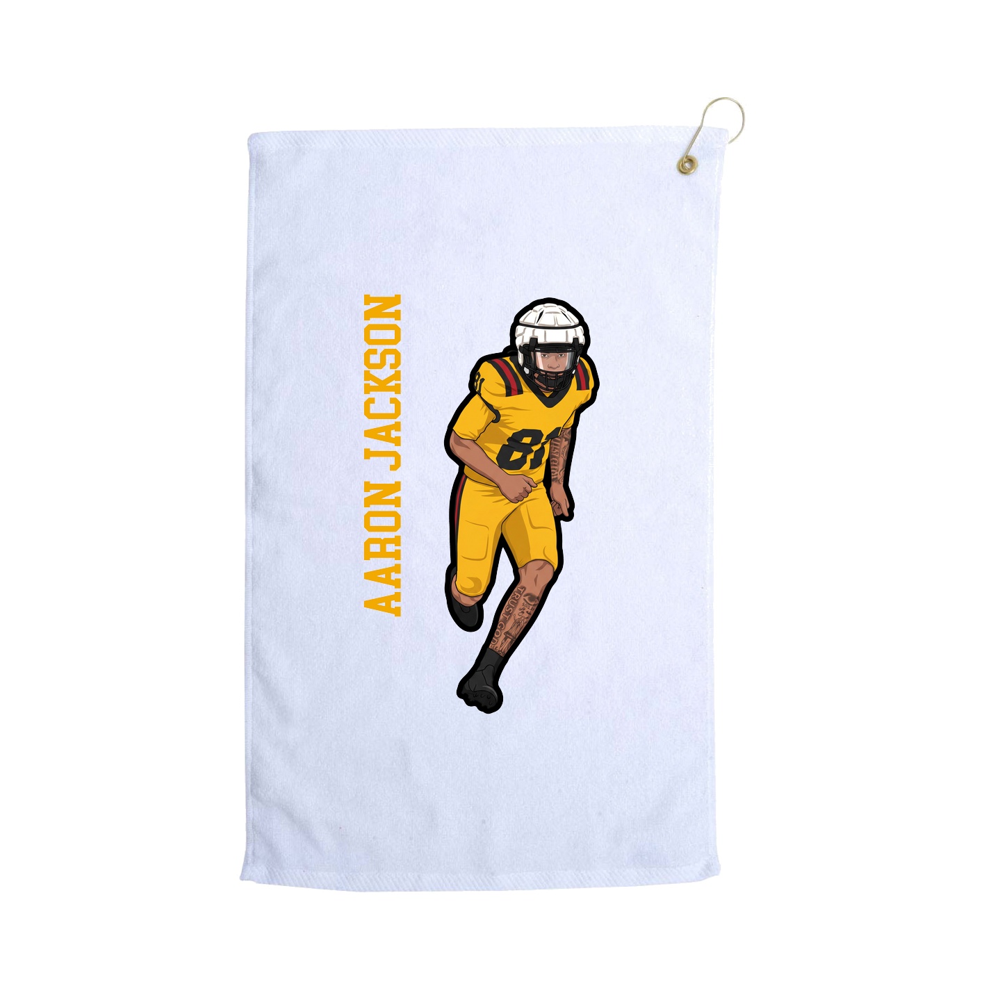 Golf Towel — Name Vertical in White