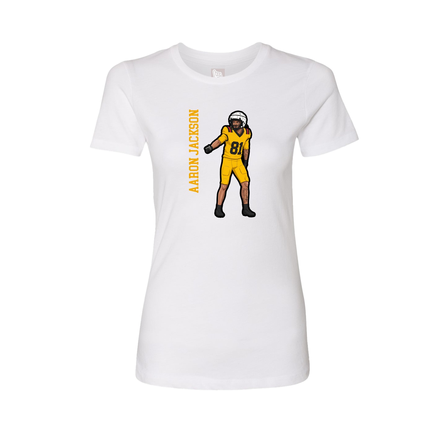 Womens Tee — Name Vertical in White
