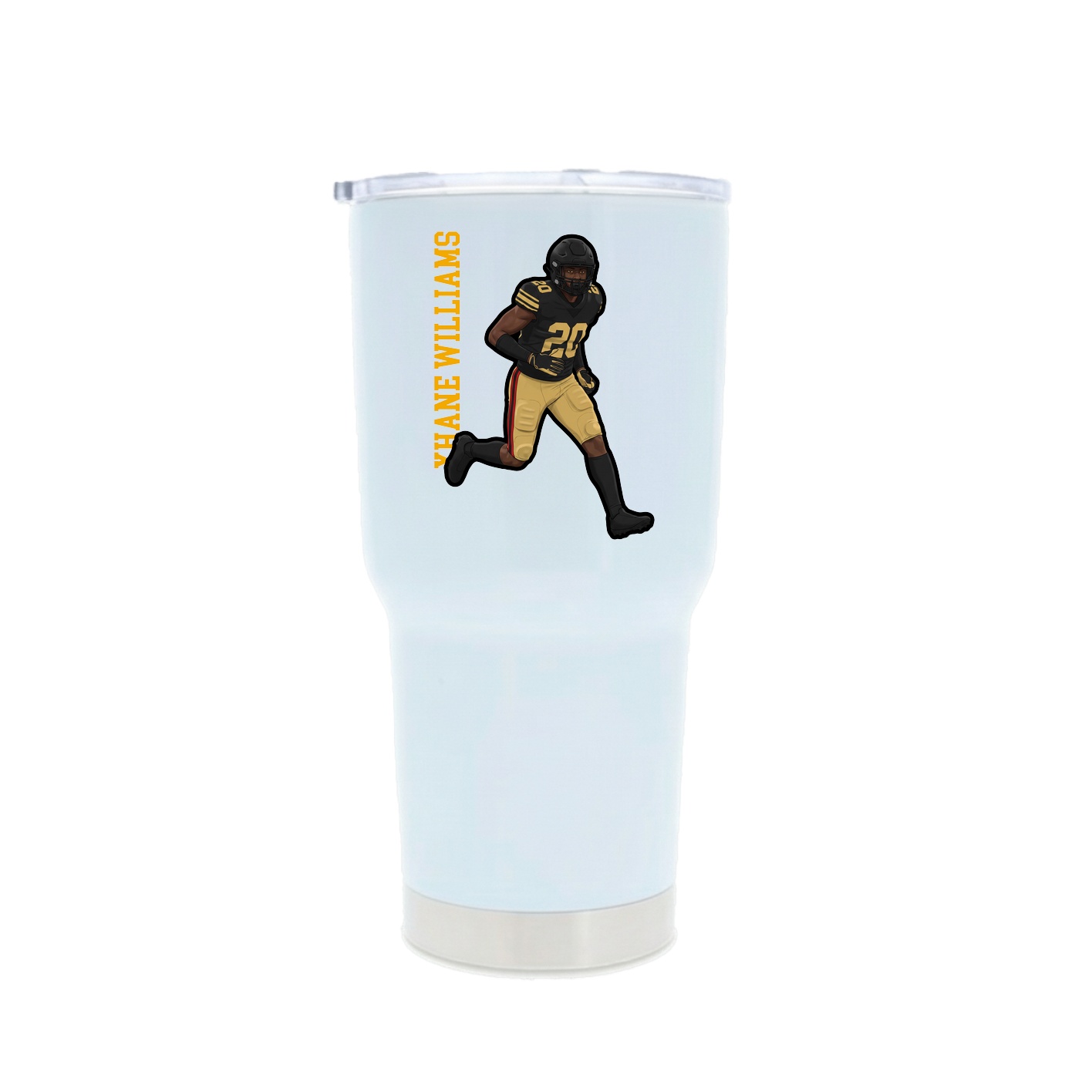 30oz Stainless Steel Tumbler — Name Vertical in White