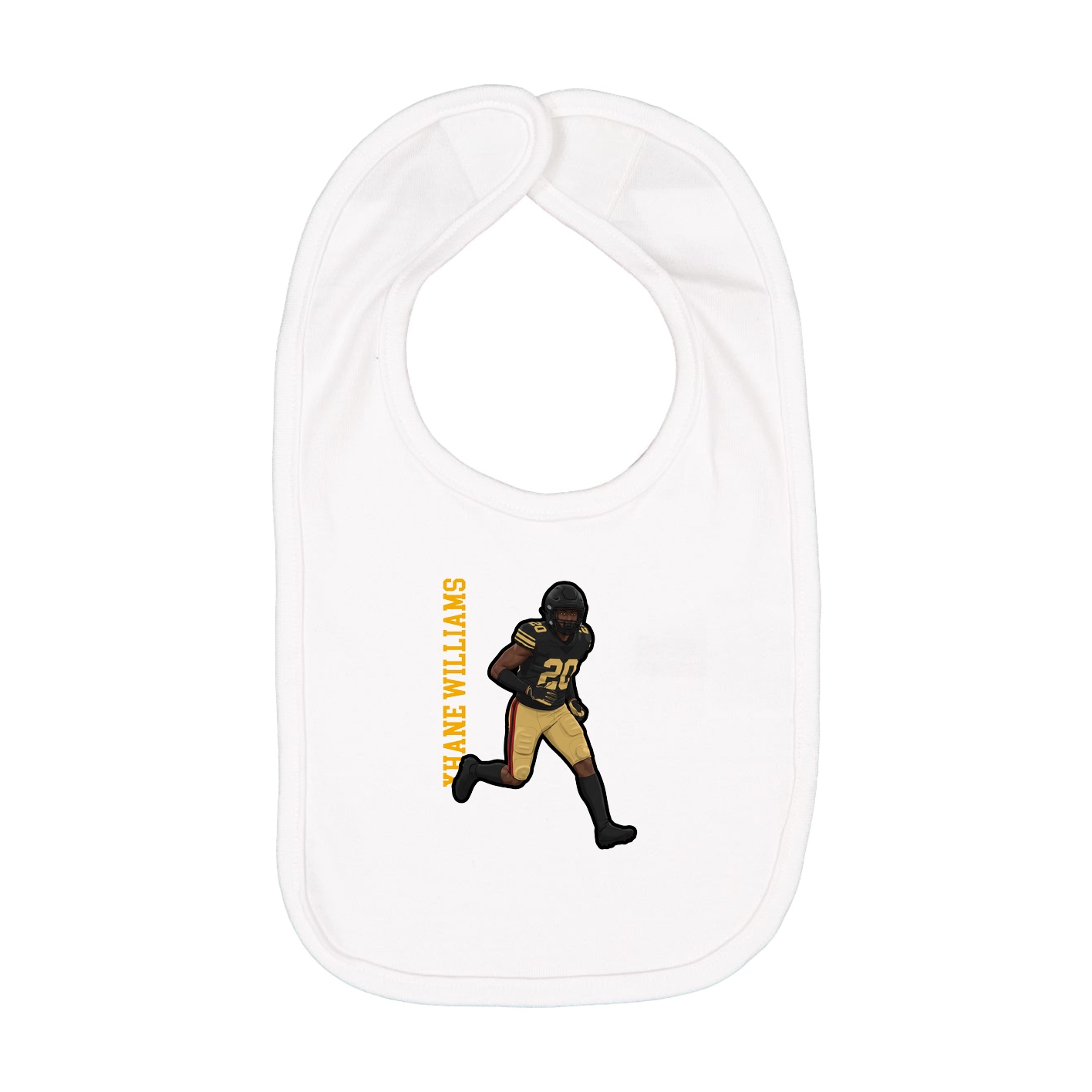 Infant Bib — Name Vertical in White