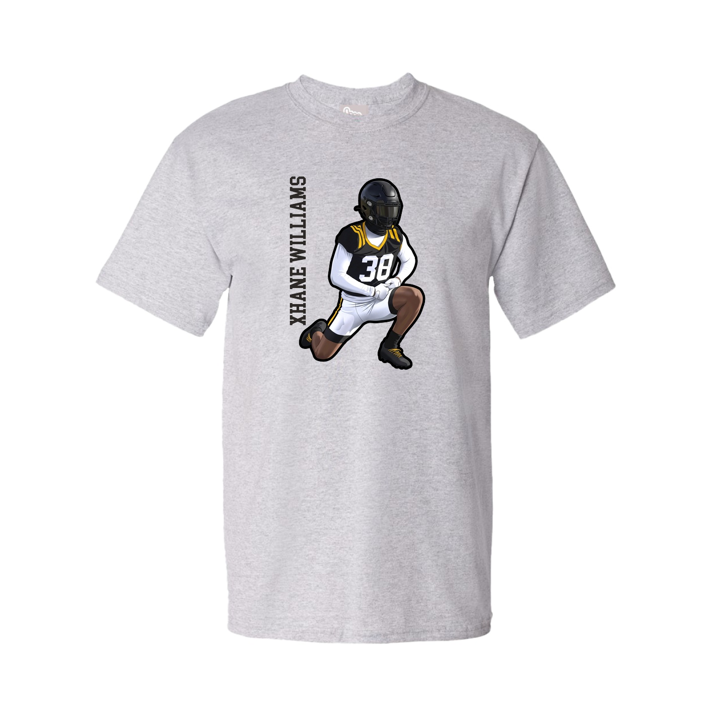 Youth Tee — Name Vertical in Grey