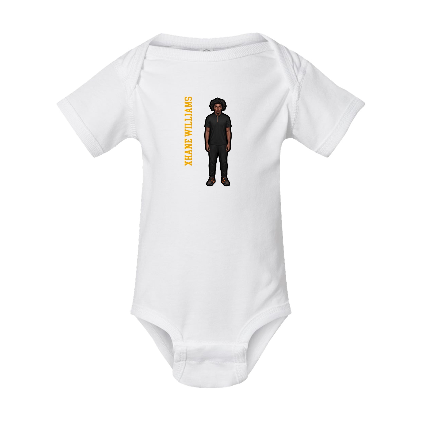 Baby Onesie — Name Vertical in White