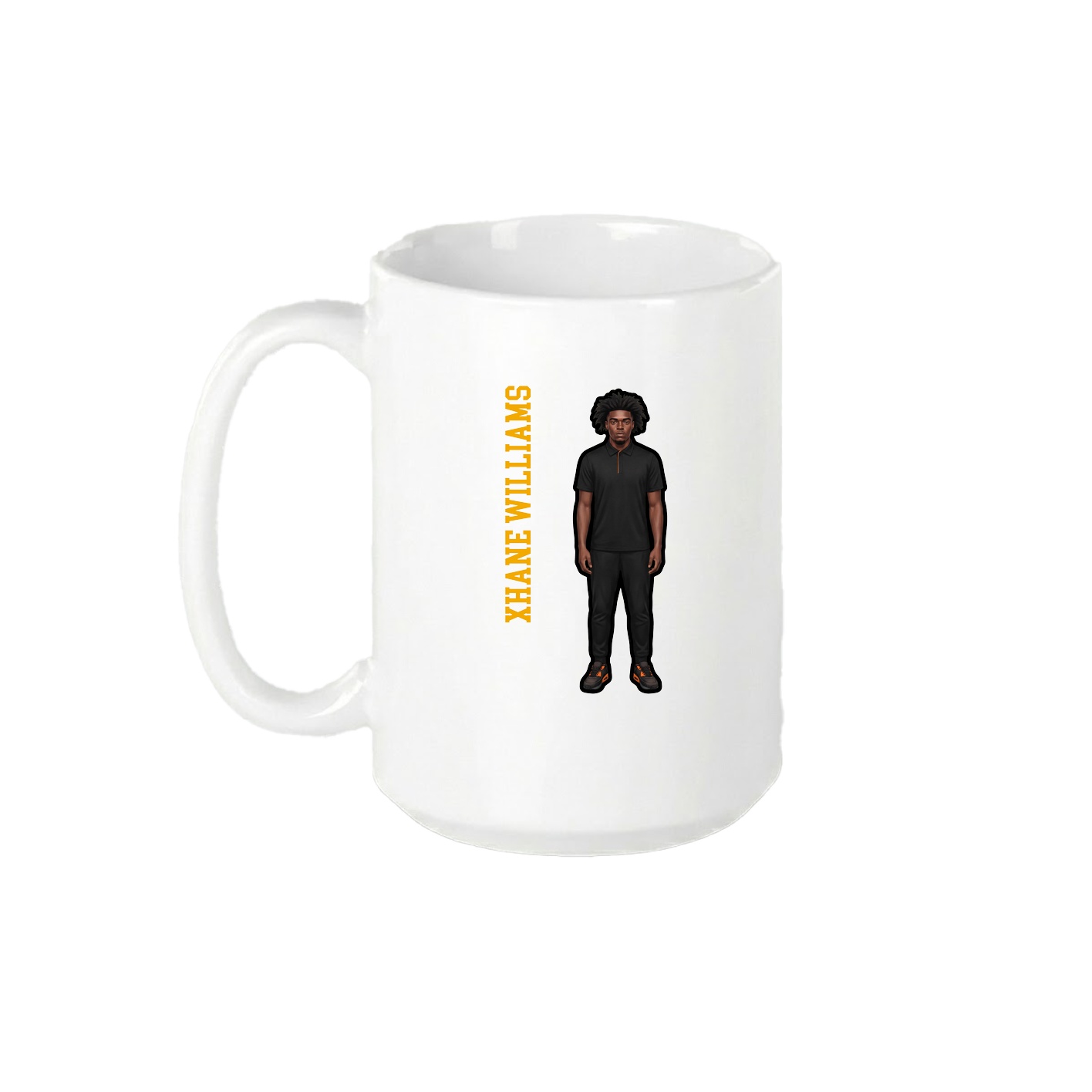 15oz Coffee Mug — Name Vertical in White