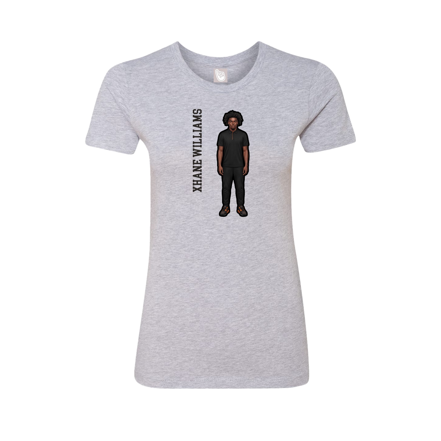 Womens Tee — Name Vertical in Grey