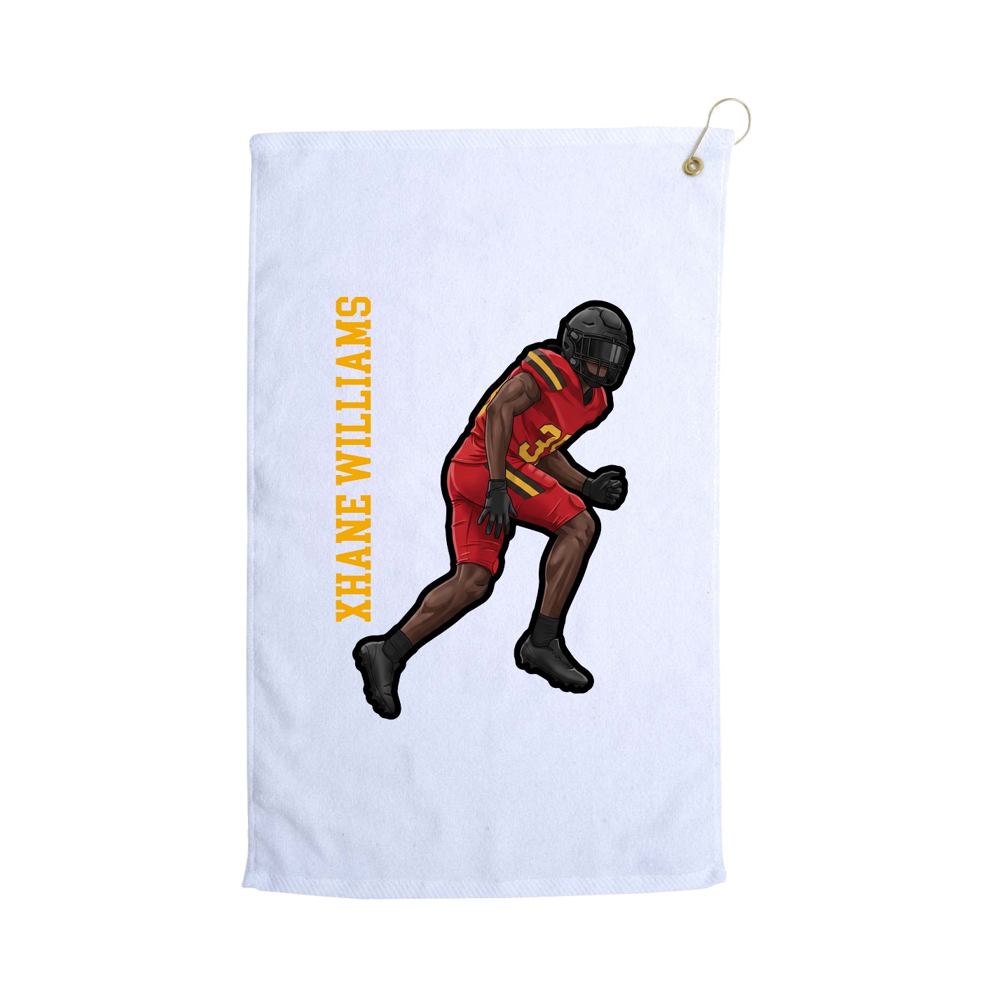 Golf Towel — Name Vertical in White