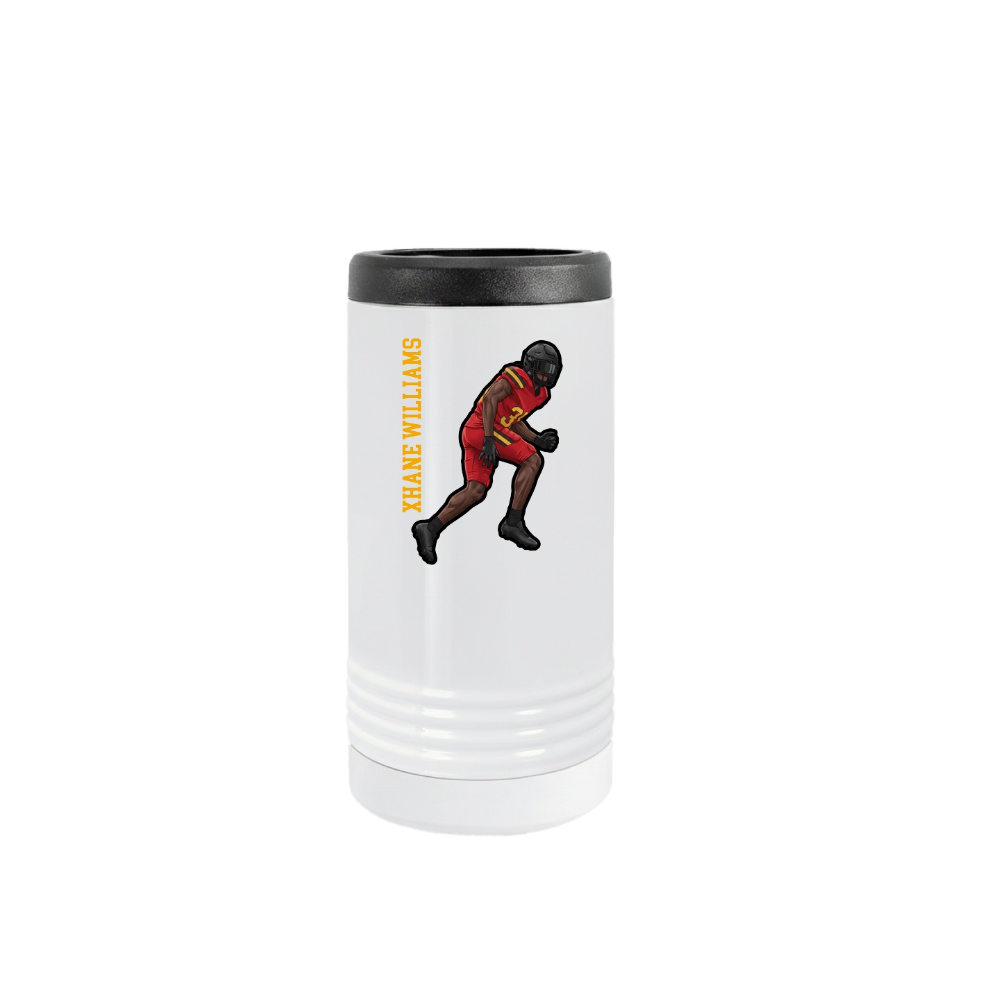 Slim Beverage Holder — Name Vertical in White