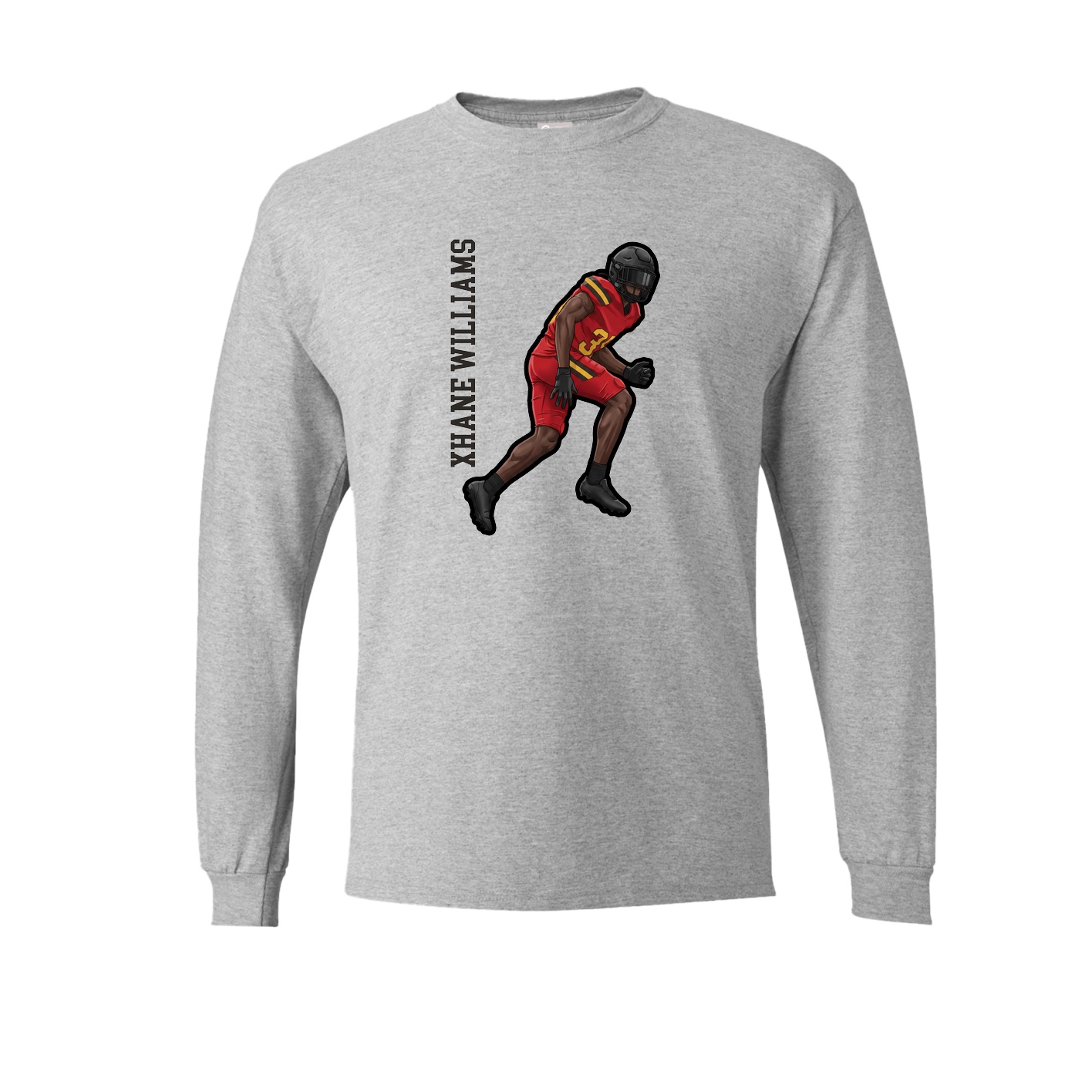 Long Sleeve Tee — Name Vertical in Grey
