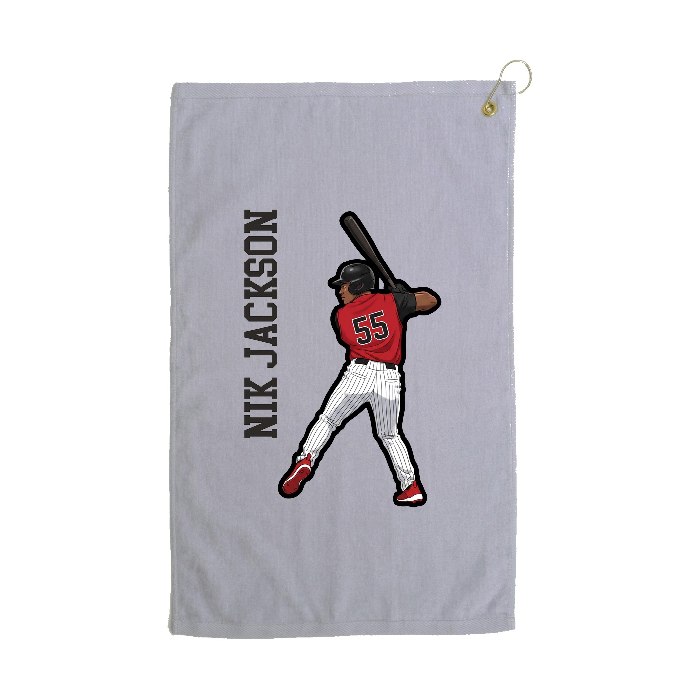 Golf Towel — Name Vertical in Grey