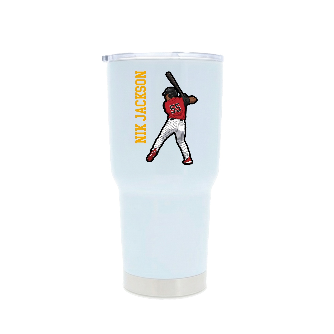 30oz Stainless Steel Tumbler — Name Vertical in White