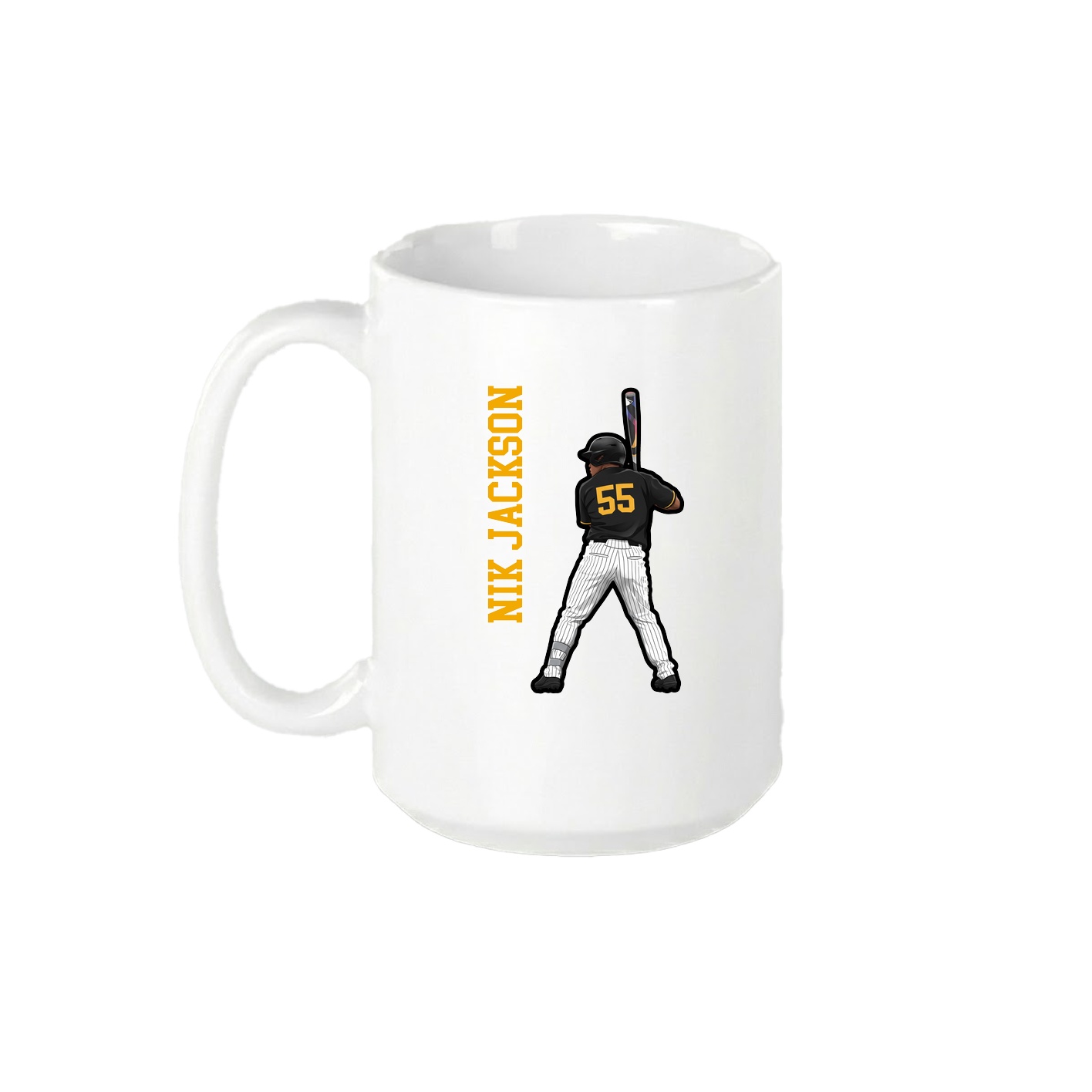 15oz Coffee Mug — Name Vertical in White