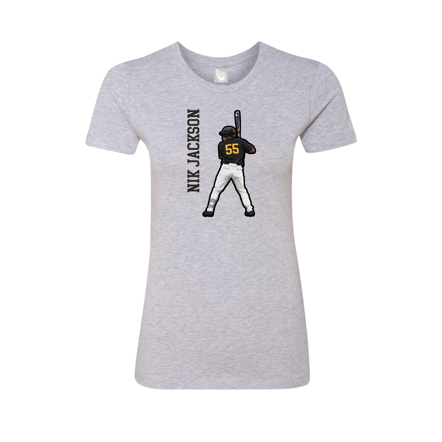 Fitted Women's Tee — Name Vertical in Grey