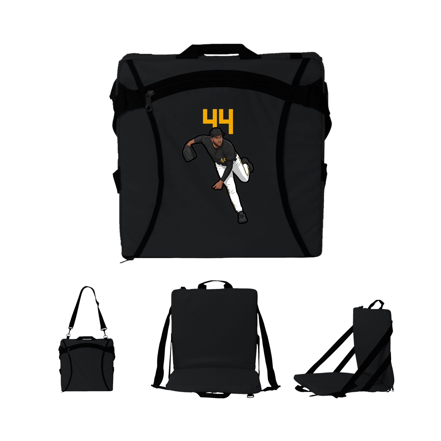 Folding Stadium Seat — Number Top in Black