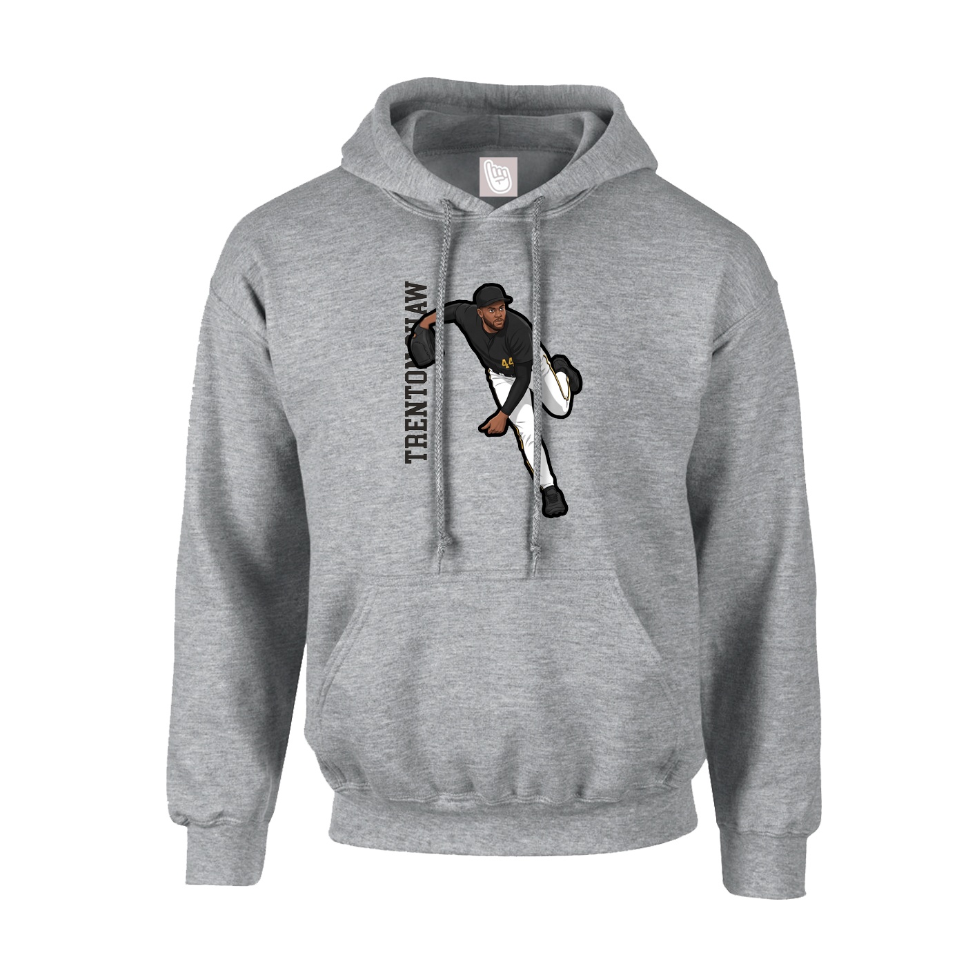 Hoodie — Name Vertical in Grey