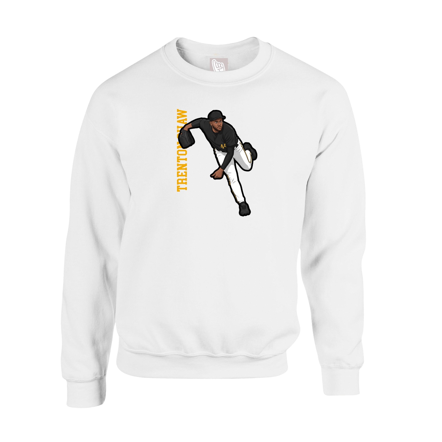 Fleece Crew — Name Vertical in White
