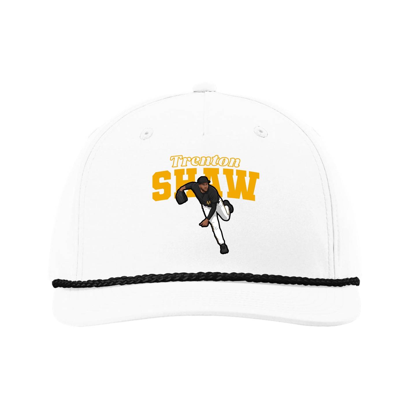 Five-Panel Classic Rope Cap — Name Arch in White
