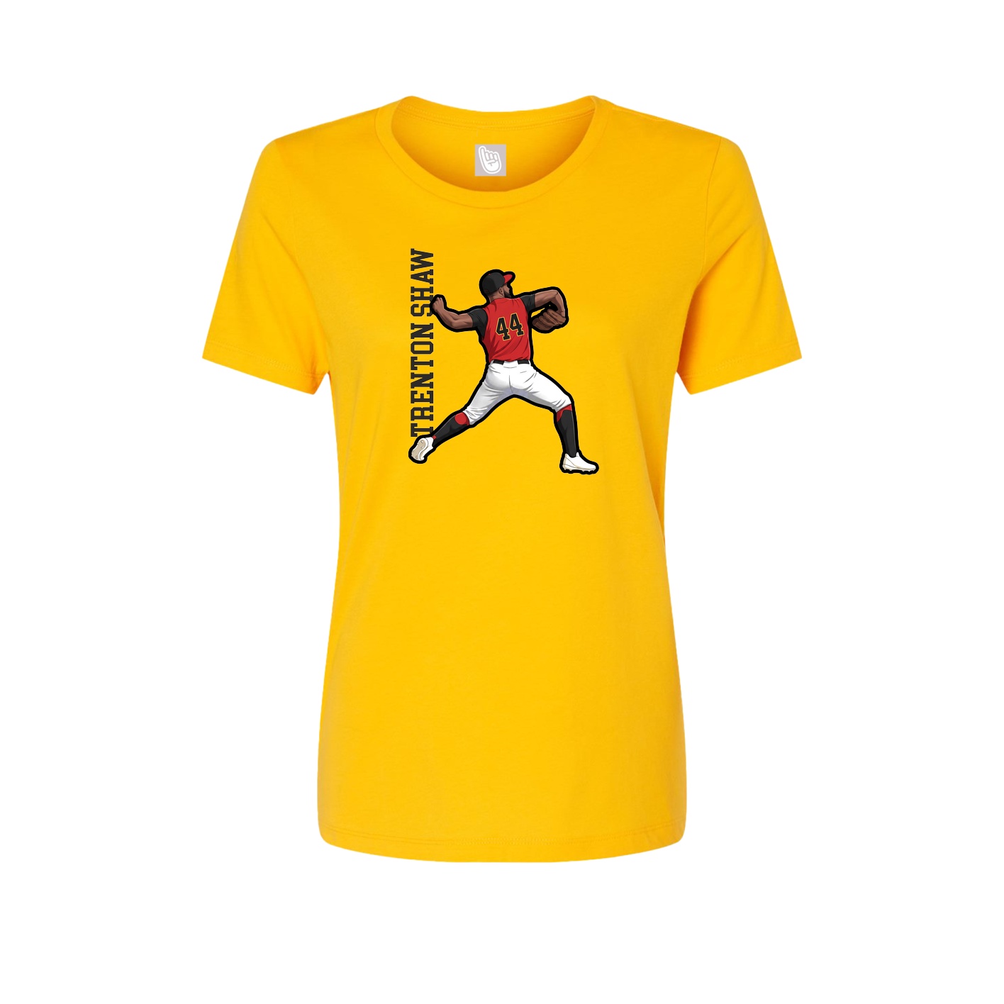 Fitted Women's Tee — Name Vertical in Gold