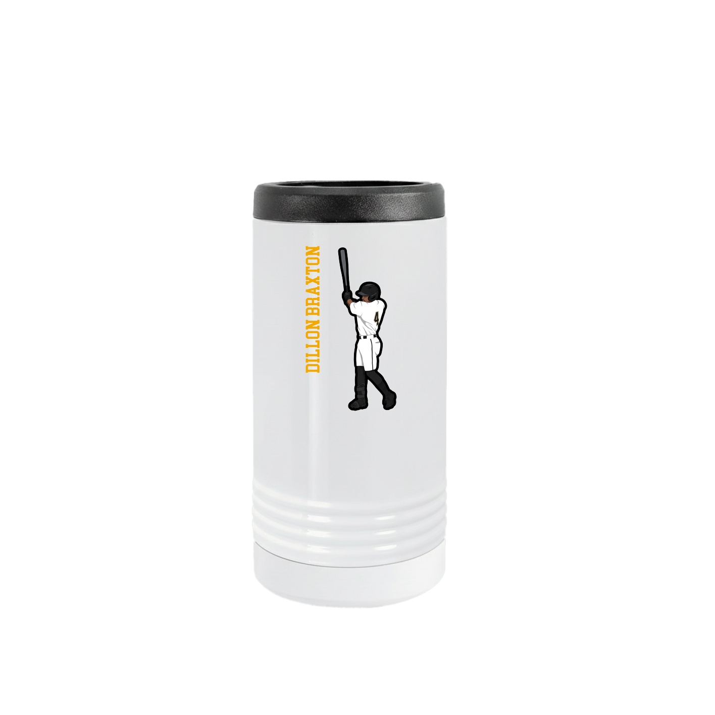 Slim Beverage Holder — Name Vertical in White