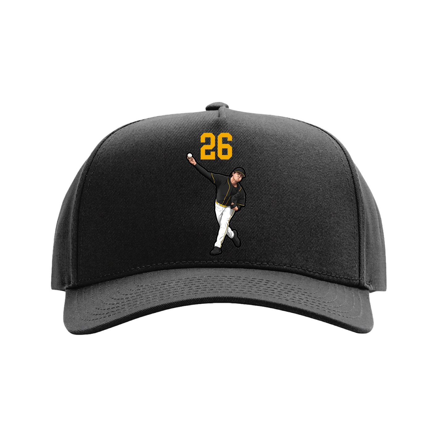 Full Fabric Five-Panel Champ Cap — Number Top in Black