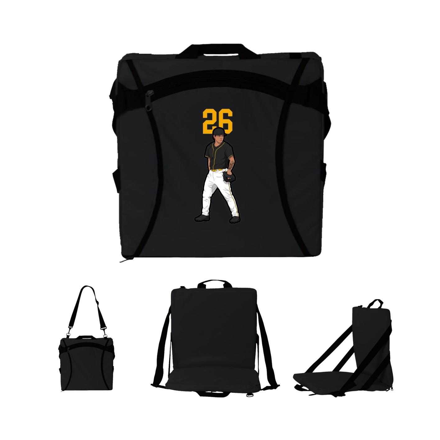 Folding Stadium Seat — Number Top in Black