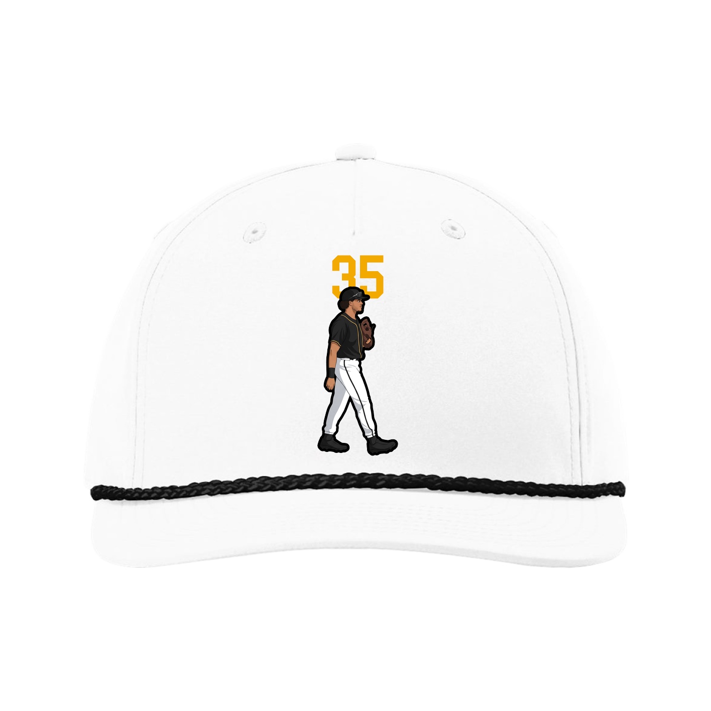 Five-Panel Classic Rope Cap — Number Top in White