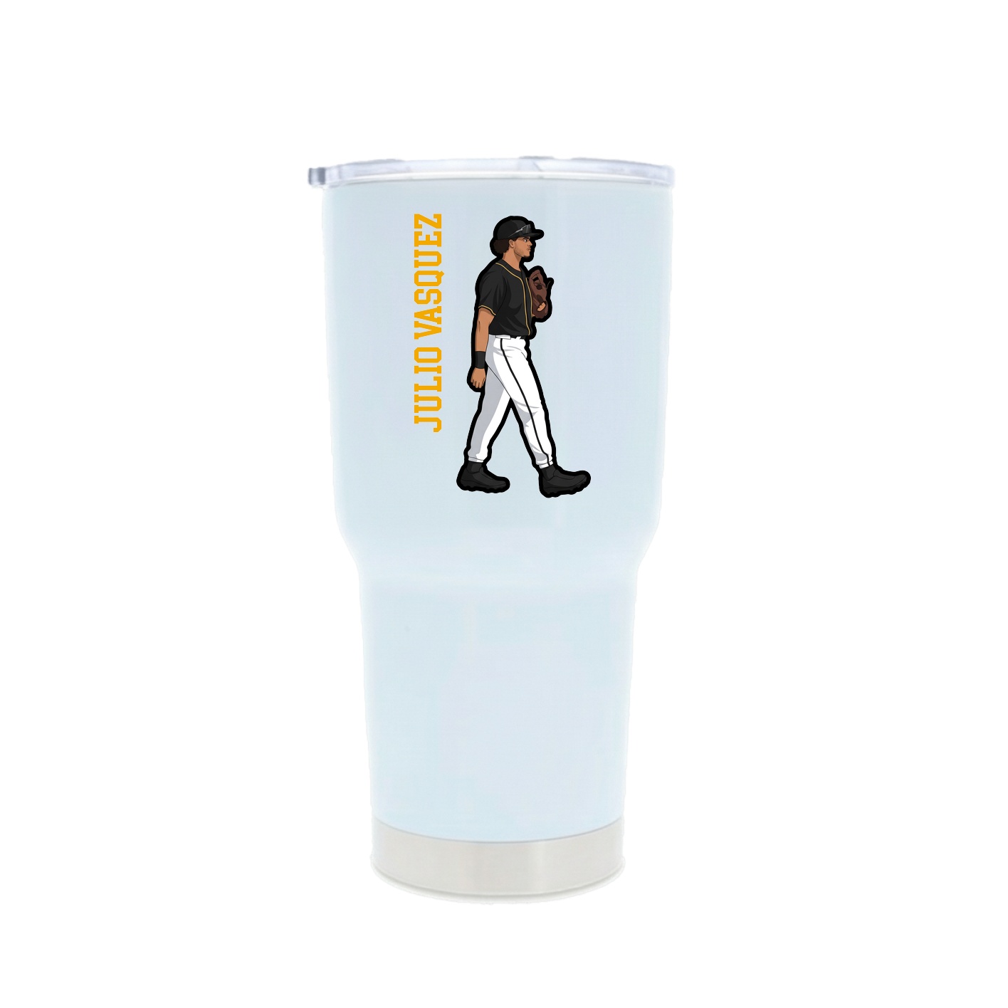 30oz Stainless Steel Tumbler — Name Vertical in White