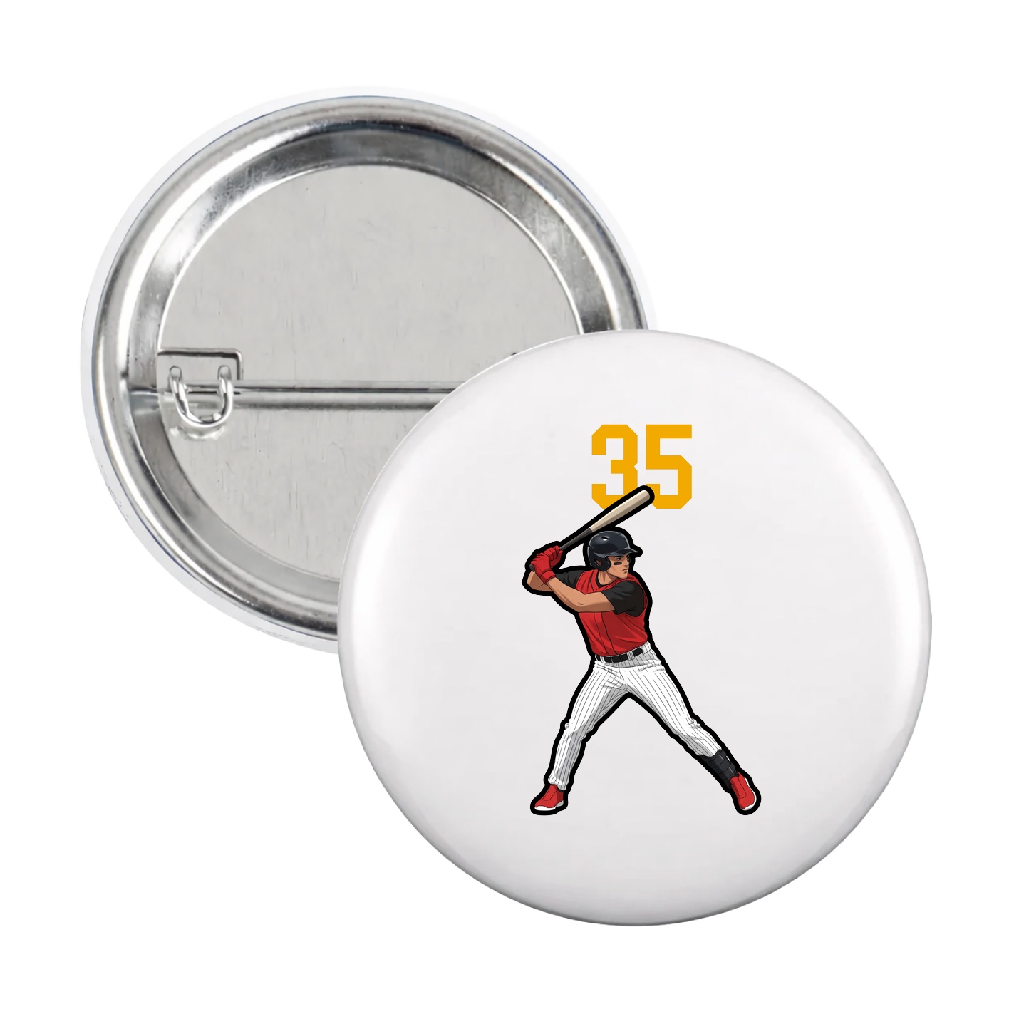 Game Day Button — Number Top in White