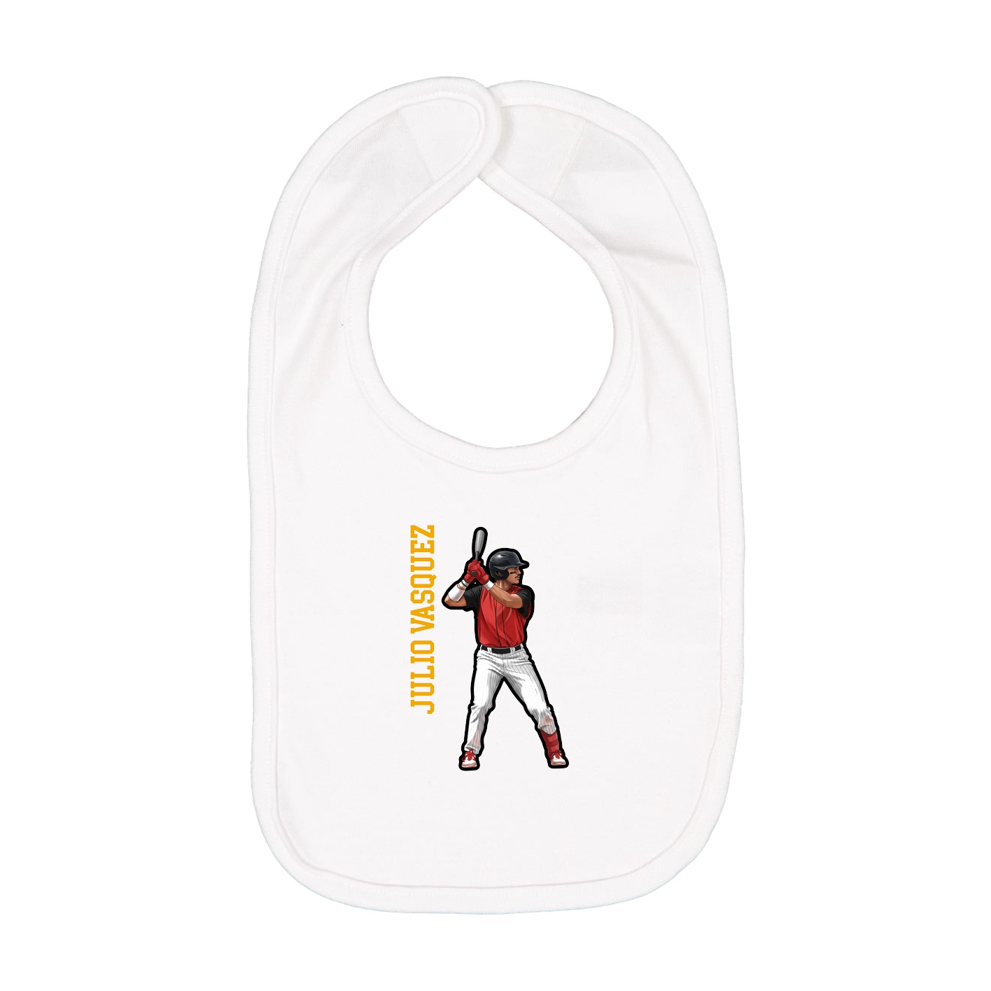 Infant Bib — Name Vertical in White