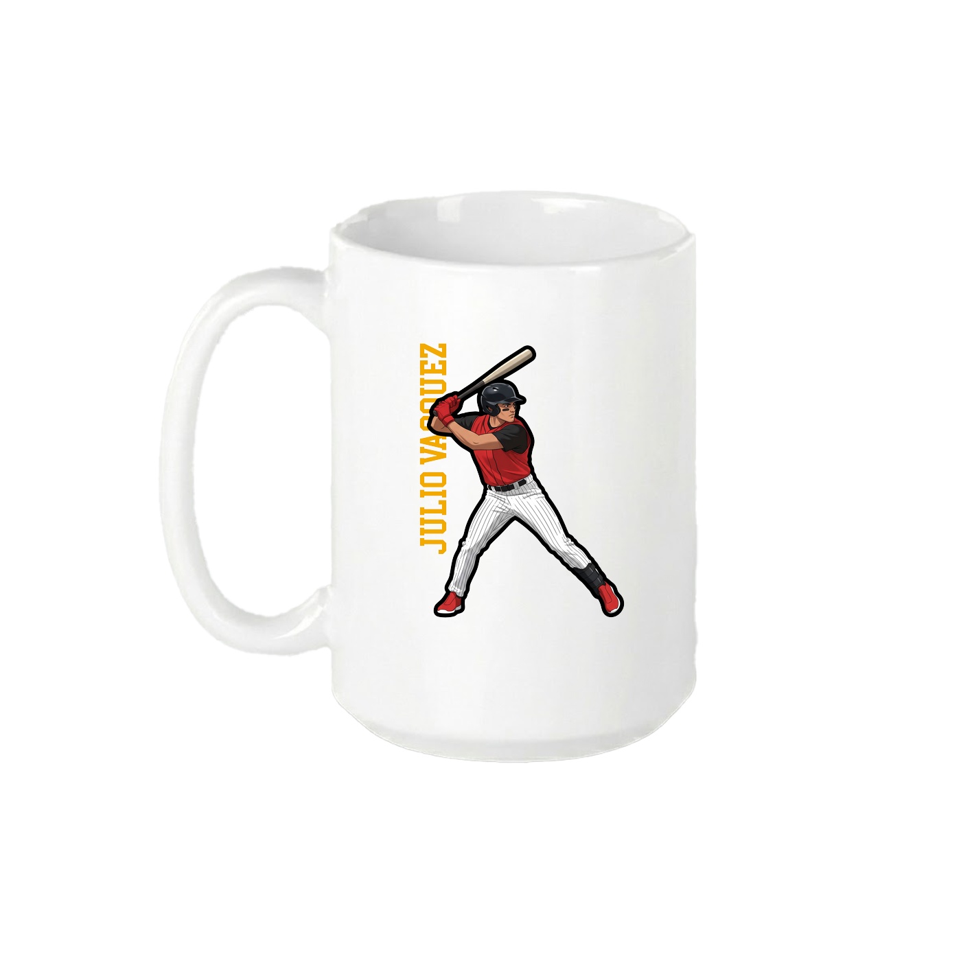15oz Coffee Mug — Name Vertical in White