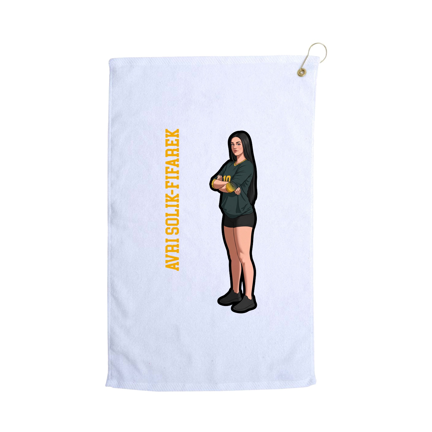 Golf Towel — Name Vertical in White