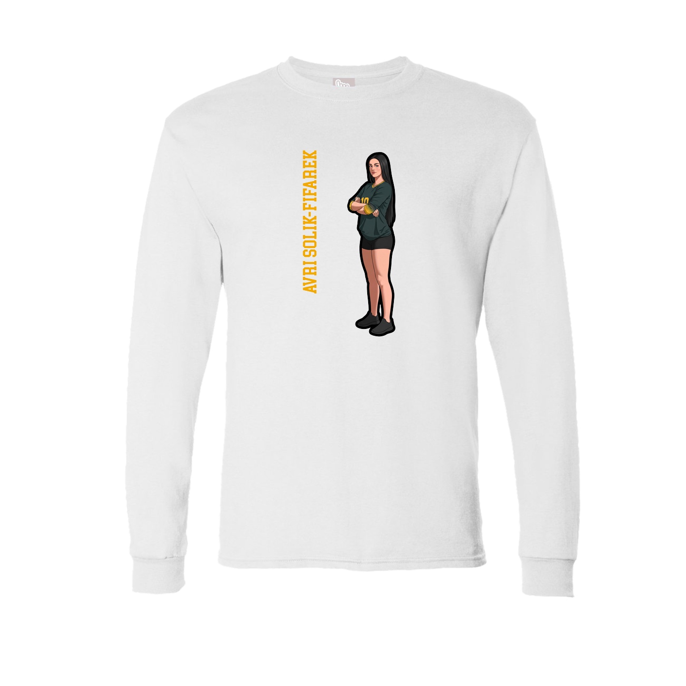 Long Sleeve Tee — Name Vertical in White