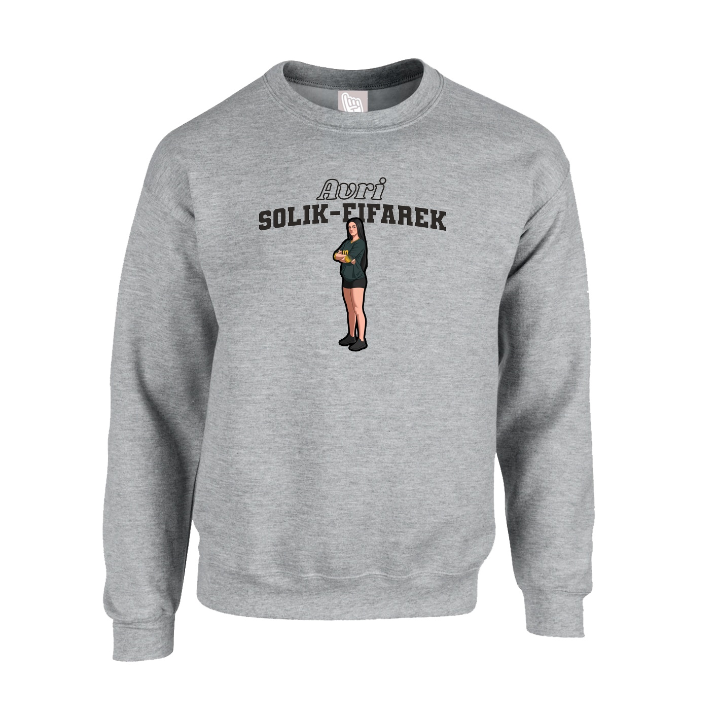 Fleece Crew — Name Arch in Grey