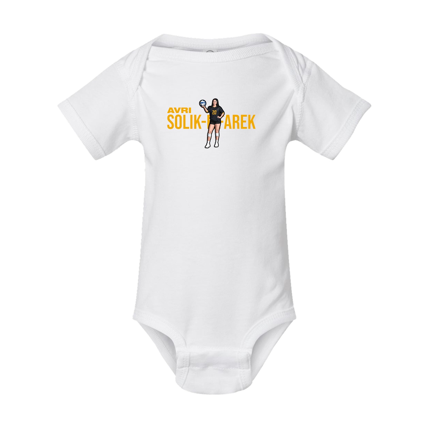 Baby Onesie — Player Name in White