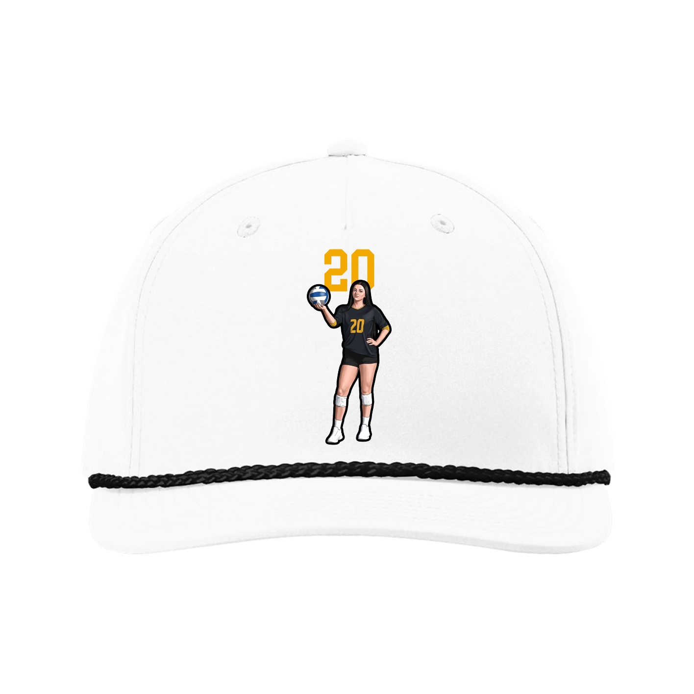 Five-Panel Classic Rope Cap — Number Top in White