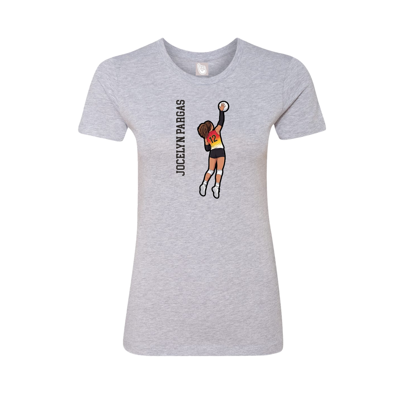 Fitted Women's Tee — Name Vertical in Grey