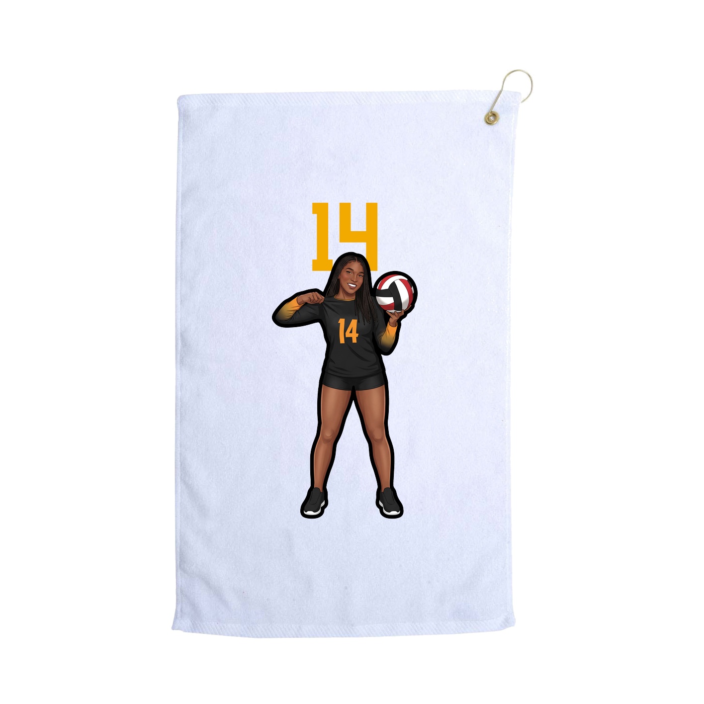 Golf Towel — Number Top in White