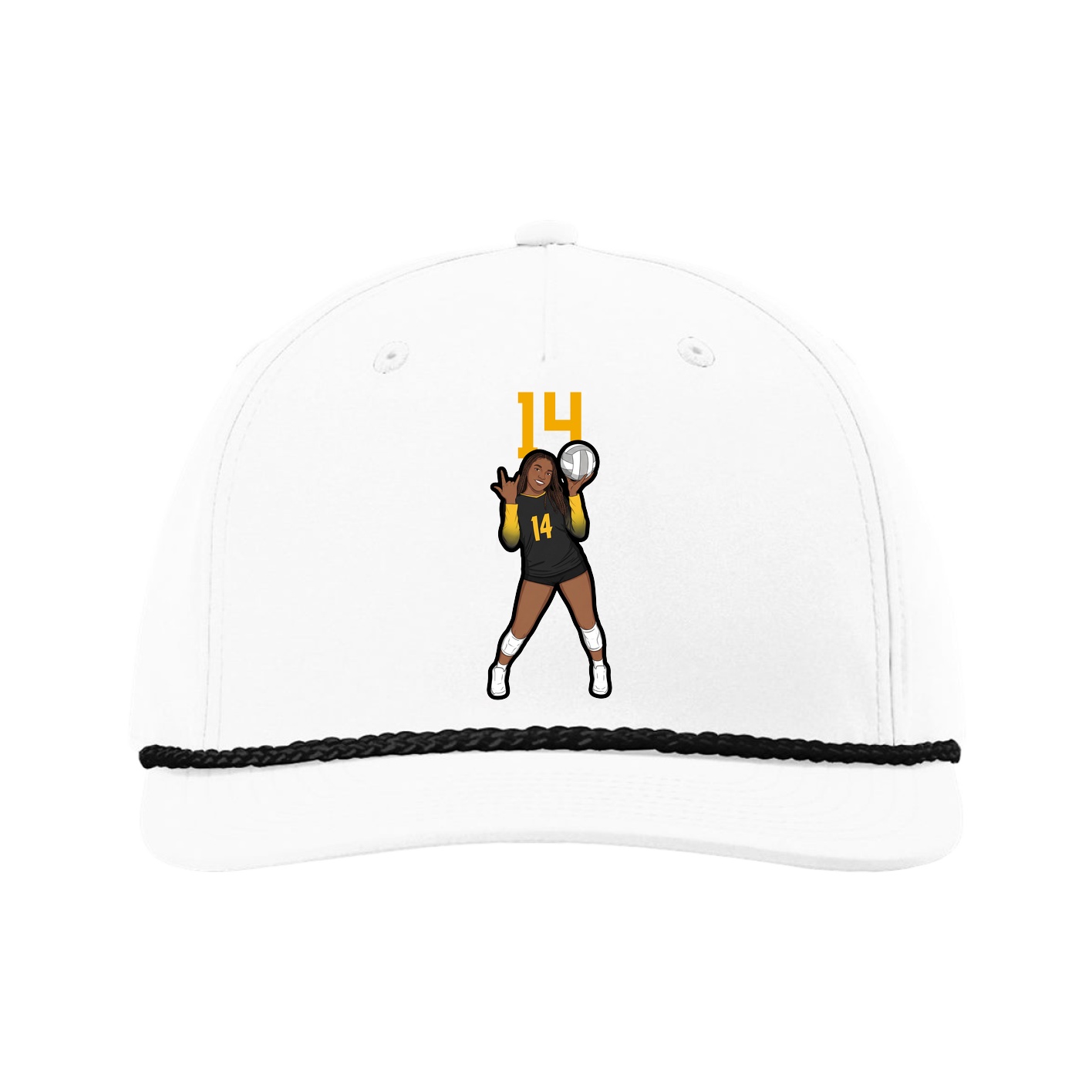Five-Panel Classic Rope Cap — Number Top in White
