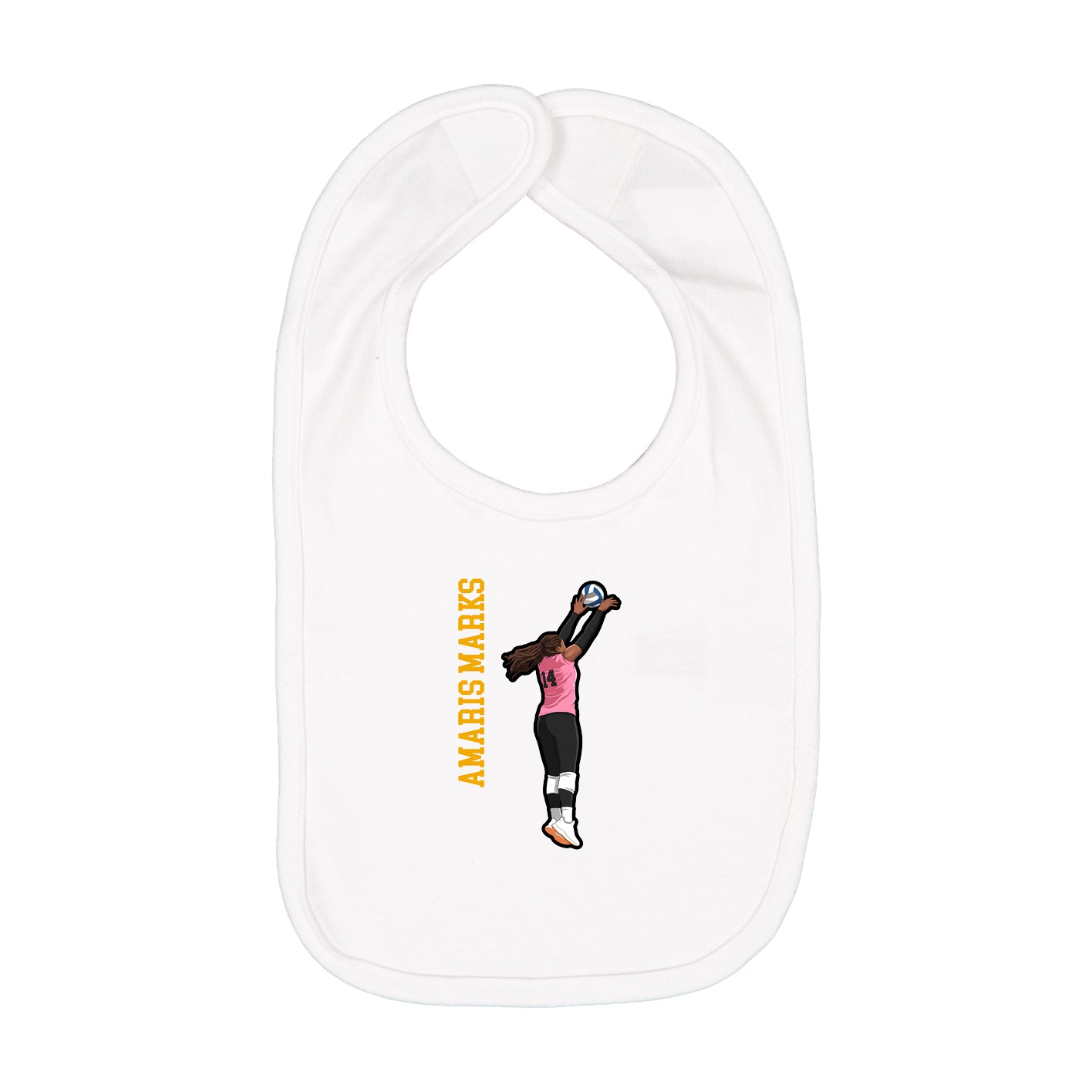 Infant Bib — Name Vertical in White