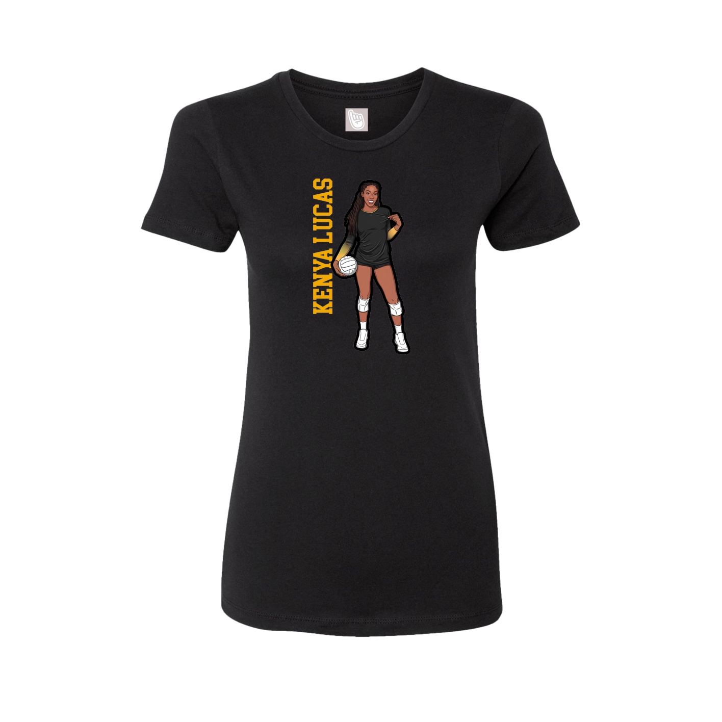 Fitted Women's Tee — Name Vertical in Black