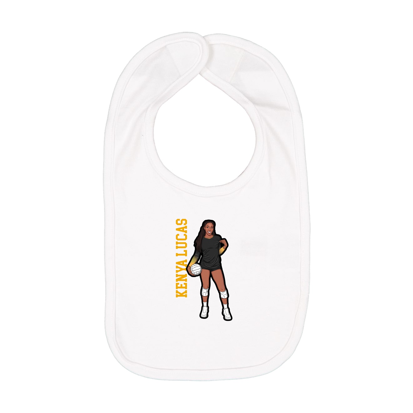 Infant Bib — Name Vertical in White