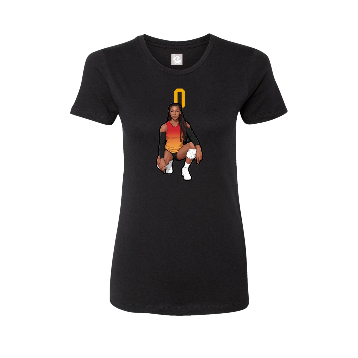 Fitted Women's Tee — Number Top in Black