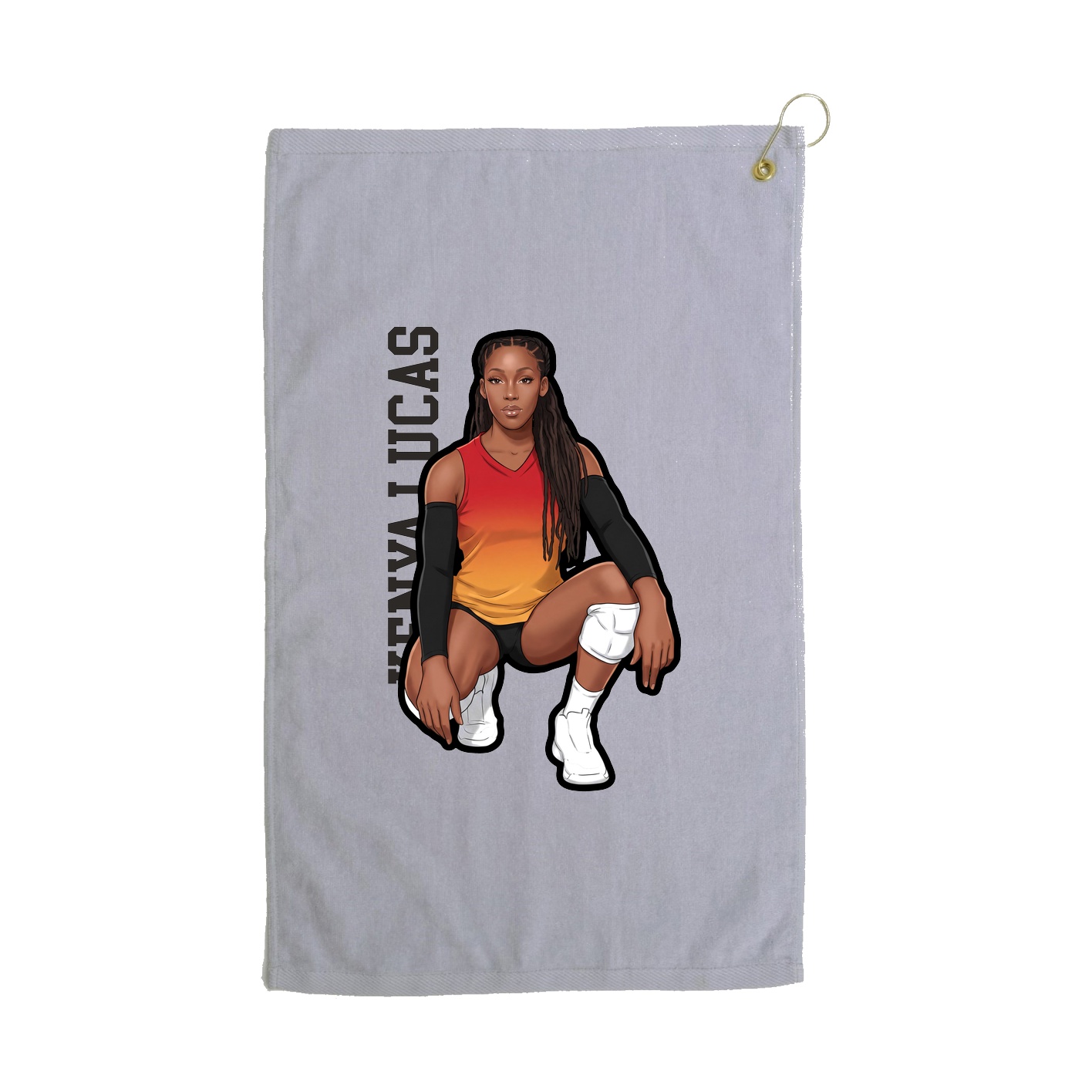 Golf Towel — Name Vertical in Grey