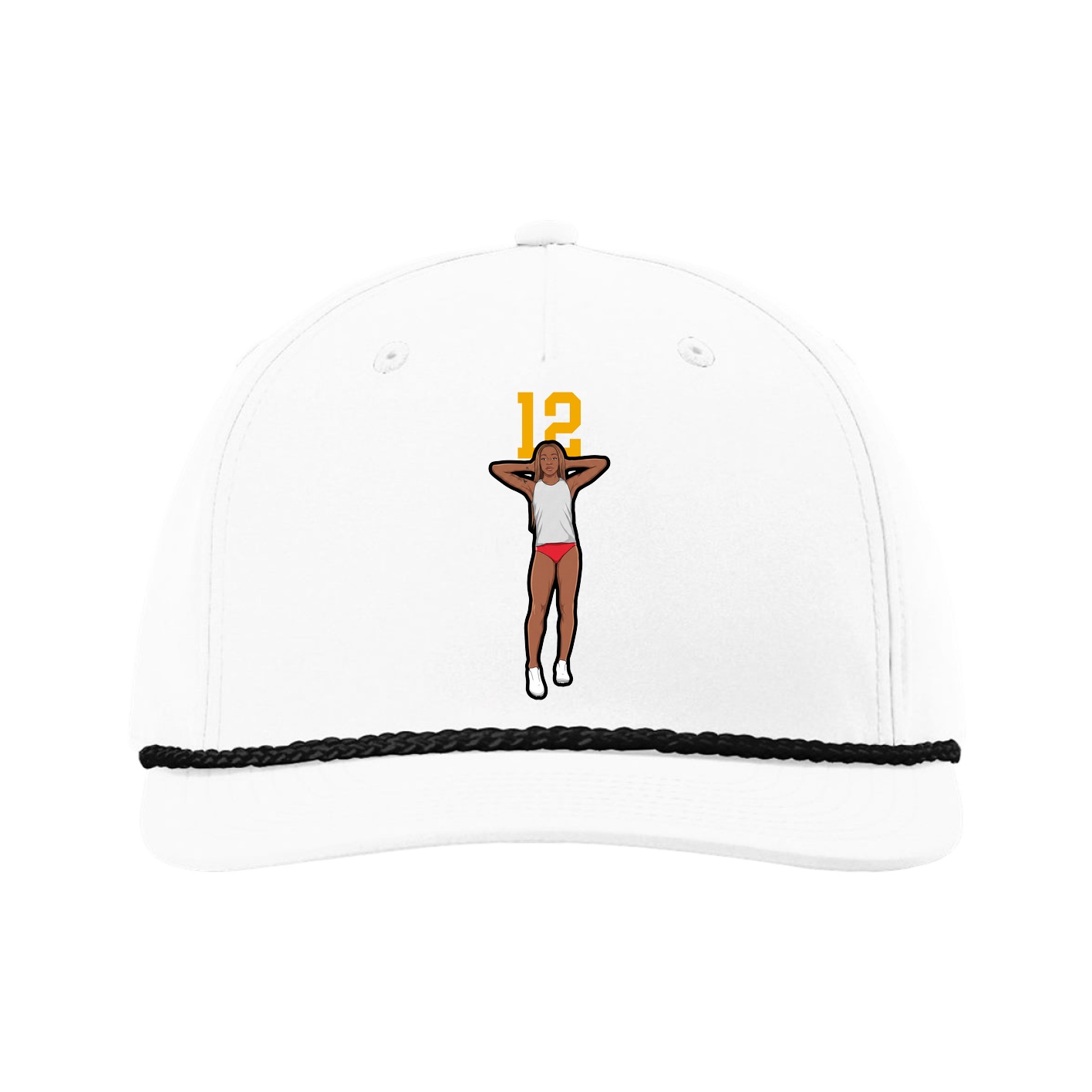 Five-Panel Classic Rope Cap — Number Top in White