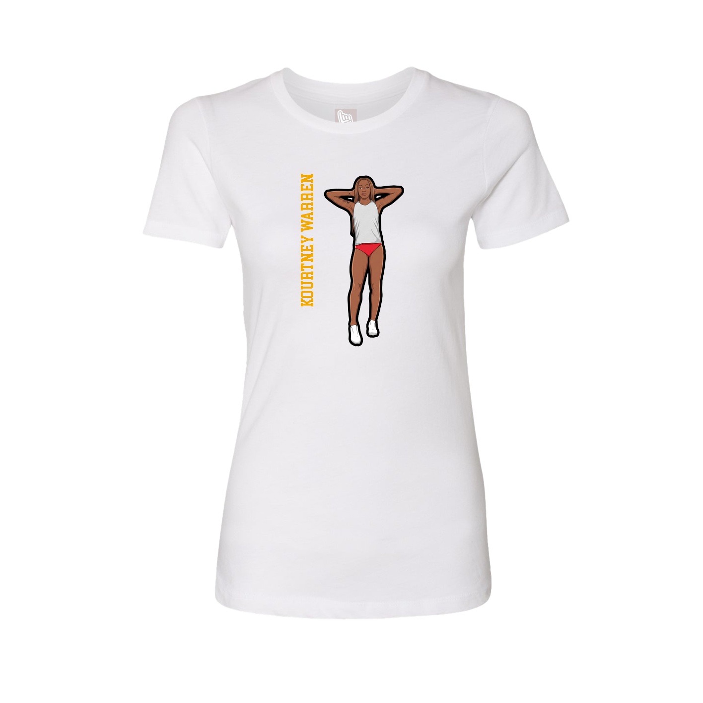 Fitted Women's Tee — Name Vertical in White