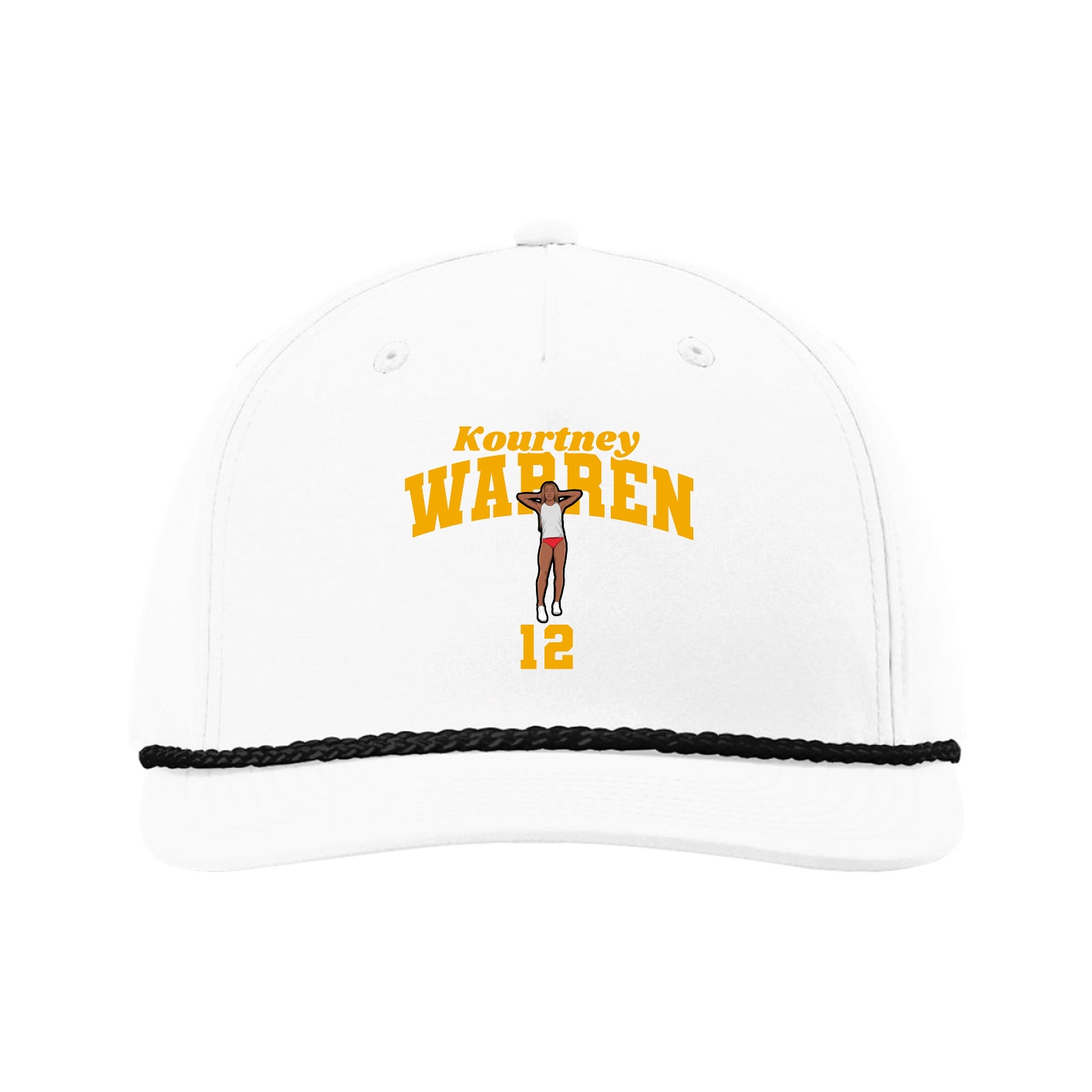 Five-Panel Classic Rope Cap — Signature Arch in White