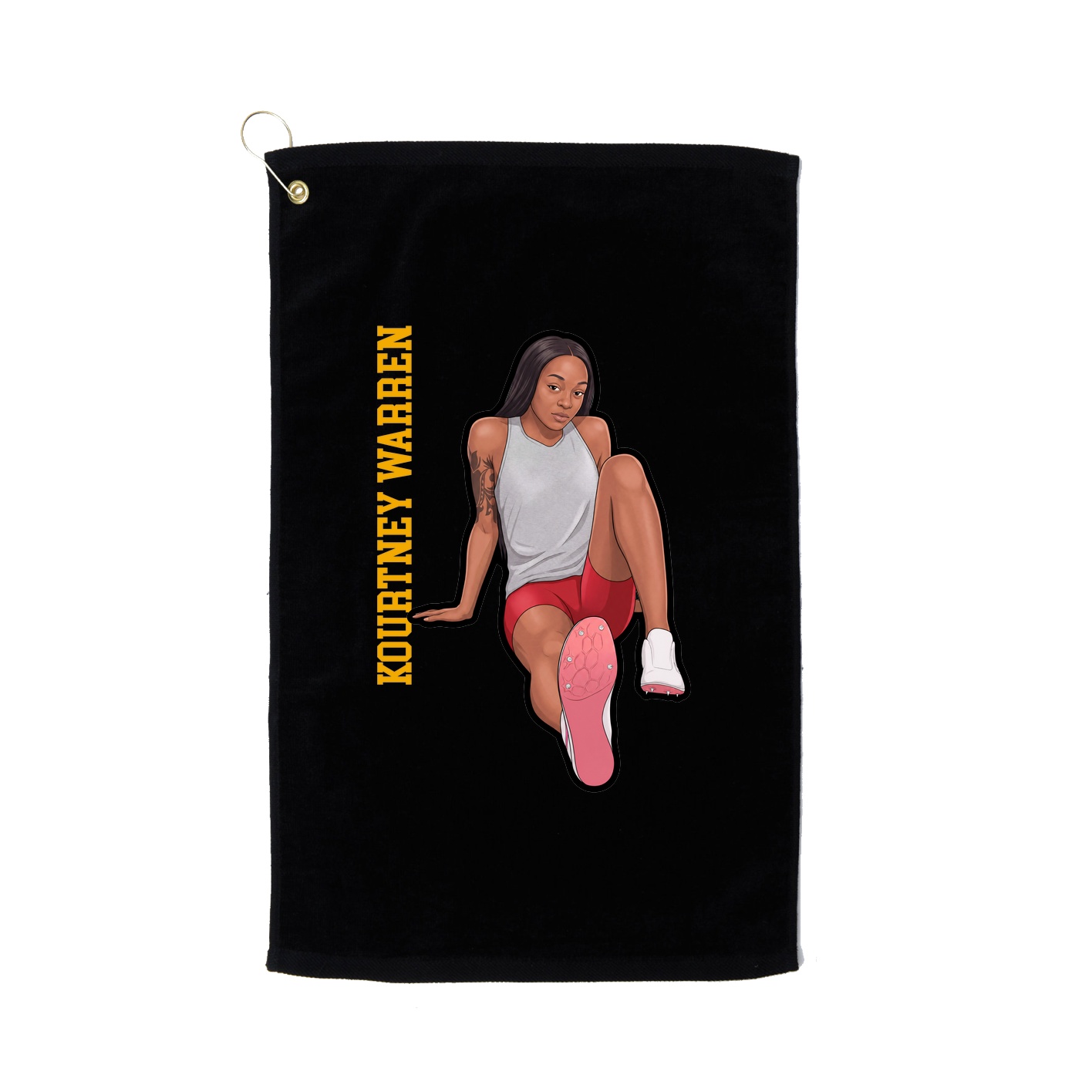 Golf Towel — Name Vertical in Black