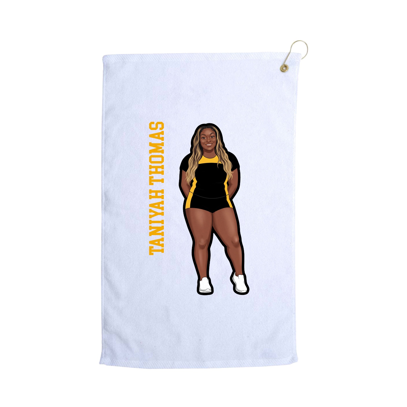 Golf Towel — Name Vertical in White